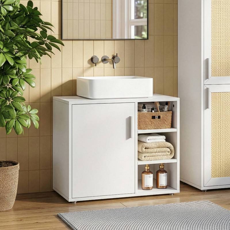 Kulaik Under-sink Cabinet With 1 Door And 3 Open Shelves, 51 X 60 X 32 Cm, White