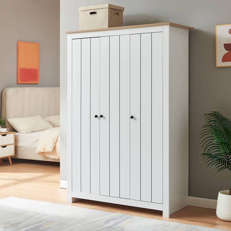 Image of Wardrobe With 3 Doors, 2 Clothes Rails And 3 Shelves, 175 X 120 X 52 Cm