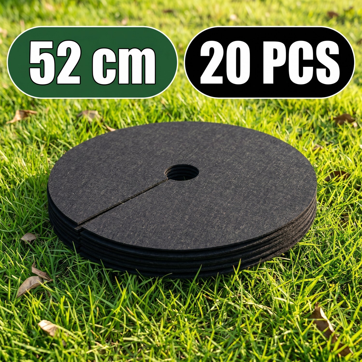 Mulch Ring Mats – Non-woven Weed Barrier For Trees, Shrubs & Plants | Breathable Water-permeable Protector, Cold-proof Garden Ground Cover, Reusable Landscape Fabric Disc, Black (32/42/52 Cm)