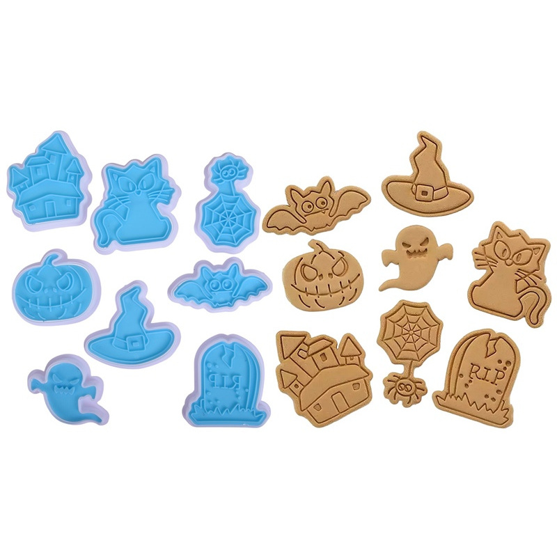 Image of Cookie Cutters With A Halloween Stamp, 8pcs Set Of Cookie Cutters With For Gingerbread