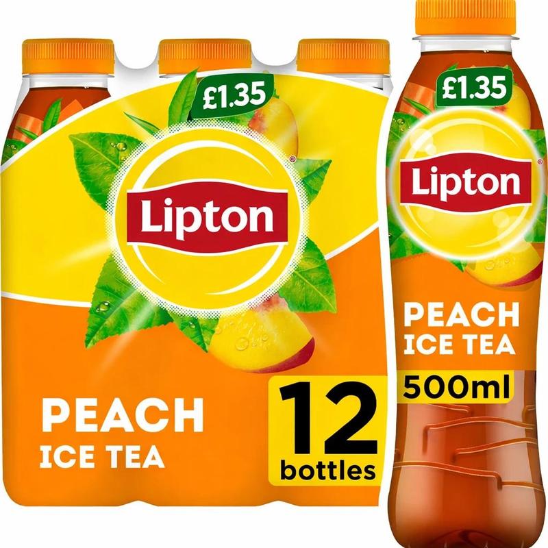 TEMU Lipton Ice Tea Peach Pmp Bottles - Pack Of 12 X 500ml - Refreshing Blend Of Tea And Peach Flavor