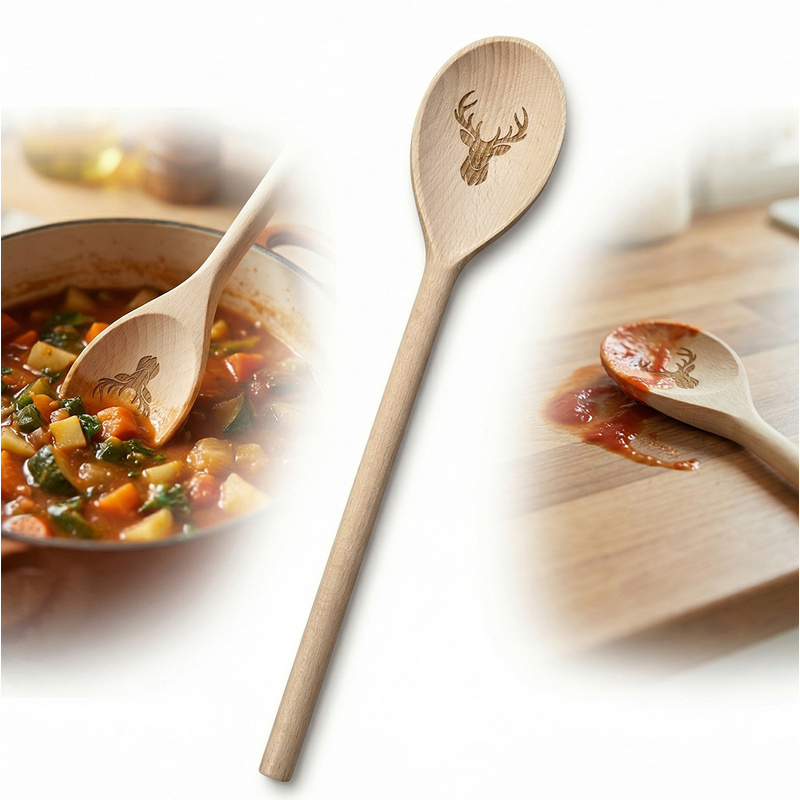 Image of Swedish Spoon Made Of Wood With Jeloek Engraving For Cooking And Stirring