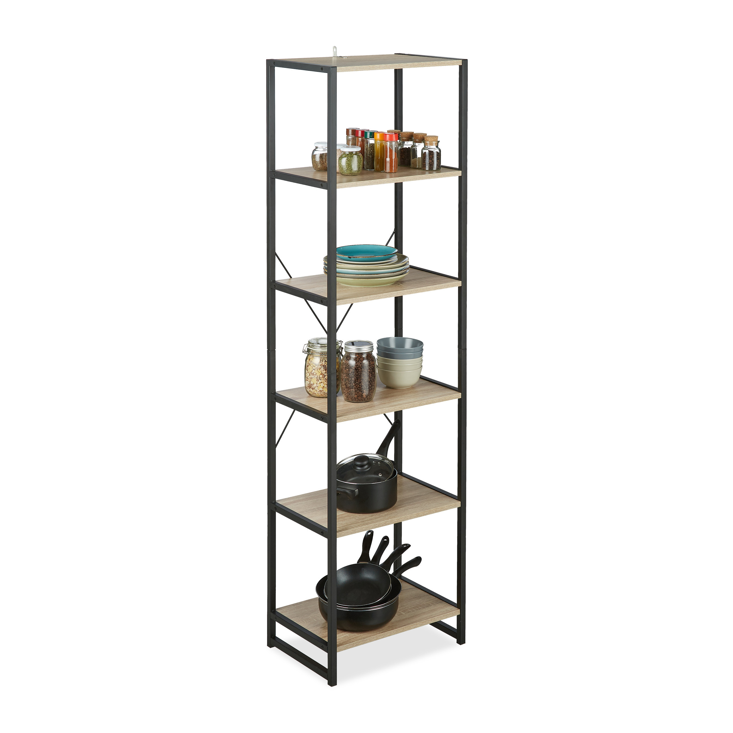 TEMU Scaffale industriale, 6 ripiani, 180 x 50 x 35 cm, PB e metallo, marrone e , struttura con fissaggio a parete, per cucina, studio, dispensa, , e