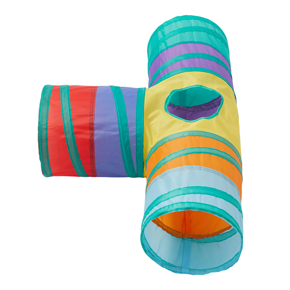 T-Shape Cat Tunnel with Hole and Hanging Ball