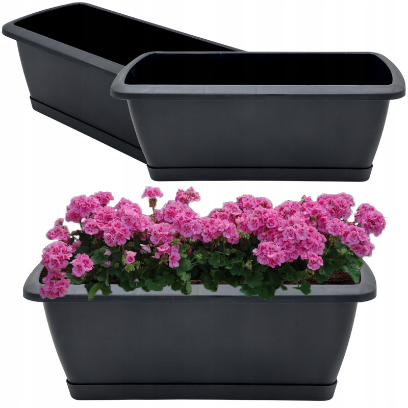 Image of Balcony Planter Box With Tray, 17l Pot For Balcony