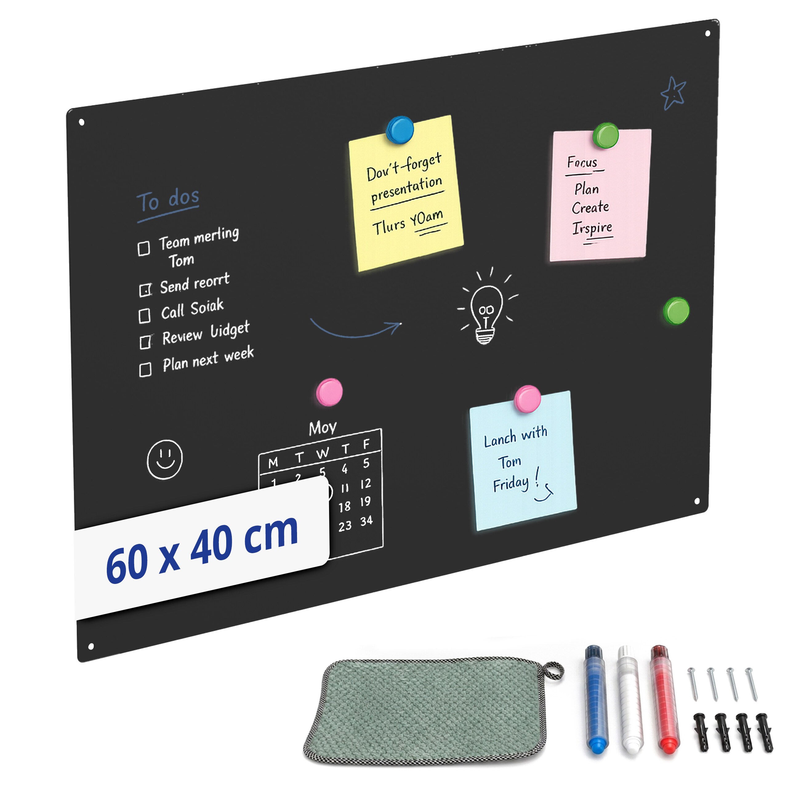 Magnetic Board In Black - 60 X 40