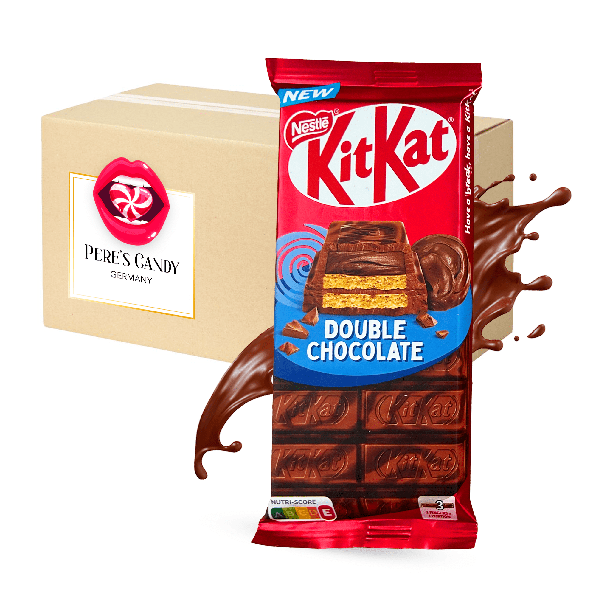 Image of 1 X 99g Kitkat Double Chocolate Bar - Double Chocolate Bar For Sharing With A Crispy Kitkat Wafer, Cocoa Flavor Filling, And Coated With Thick, Marbled Milk And Dark Chocolate Swirls 396g