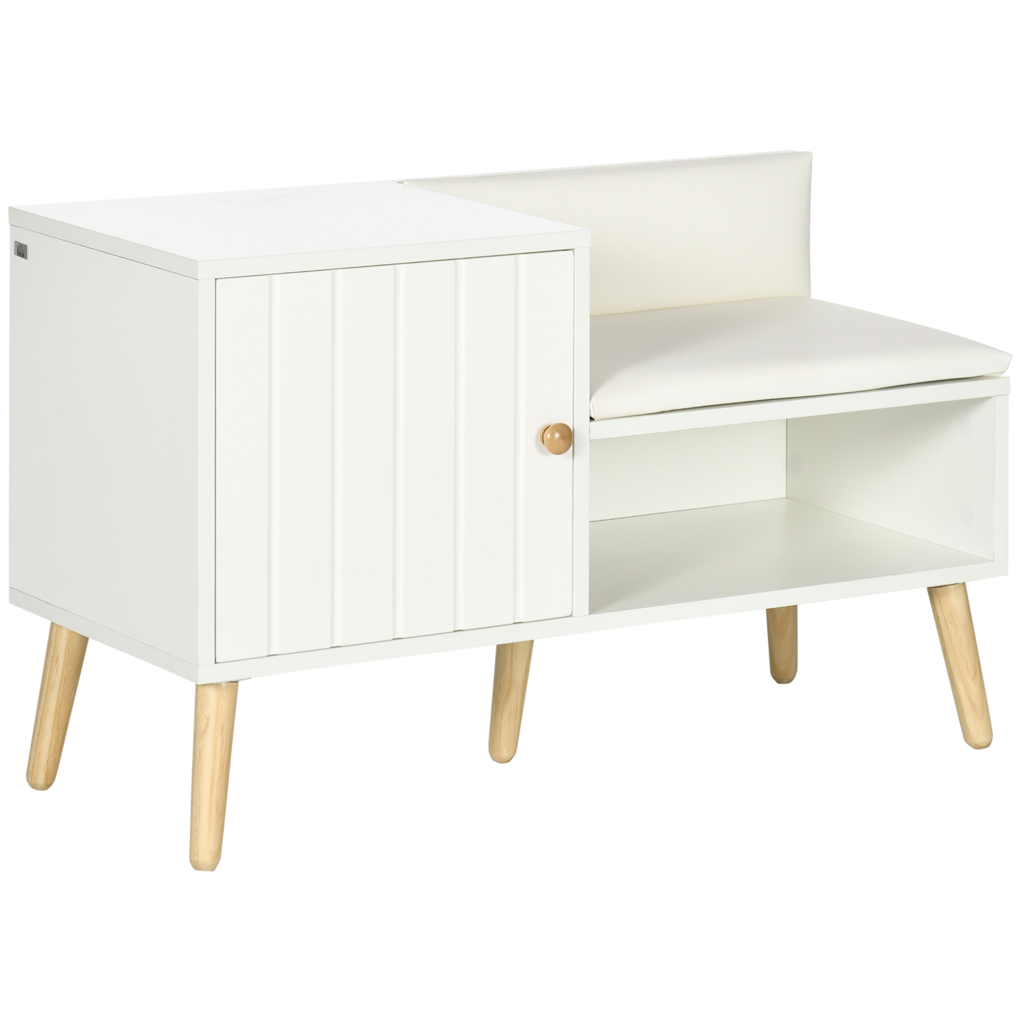 Image of Homcom Shoe Bench With Seat Hallway Bench With Open Compartment And Cushioned Seat For 4 Pairs Of Shoes For Entryway Hallway 80x33x49 Cm White