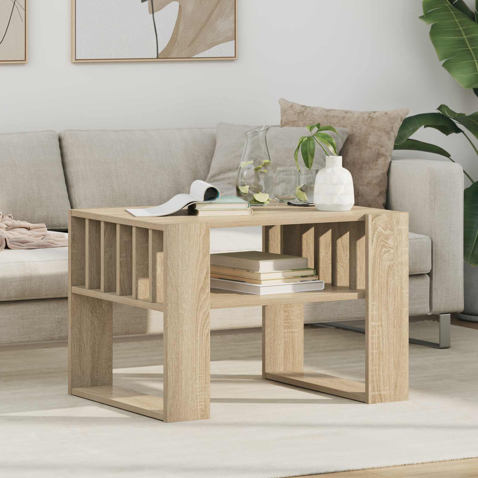 Vidaxl Coffee Table Living Room Furniture Modern Decor Rectangular Low Table Table With Storage Living Room Piece Functional Coffee Table Decorative Surface