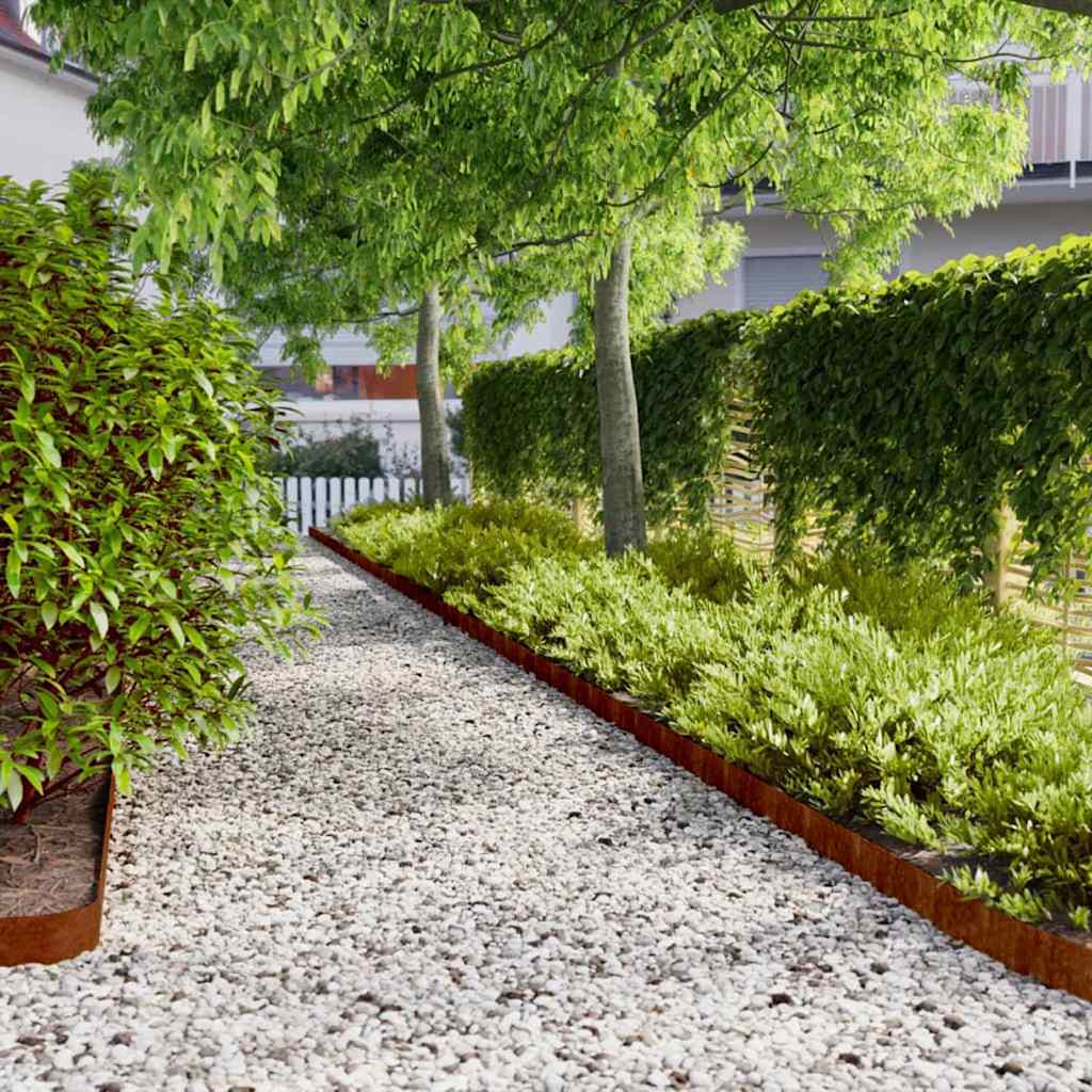 Lawn Edging 10 Pcs, Flexible Lawn Edging, Bed Border For Garden, Courtyard, Pathway, Garden Border, Corten Steel