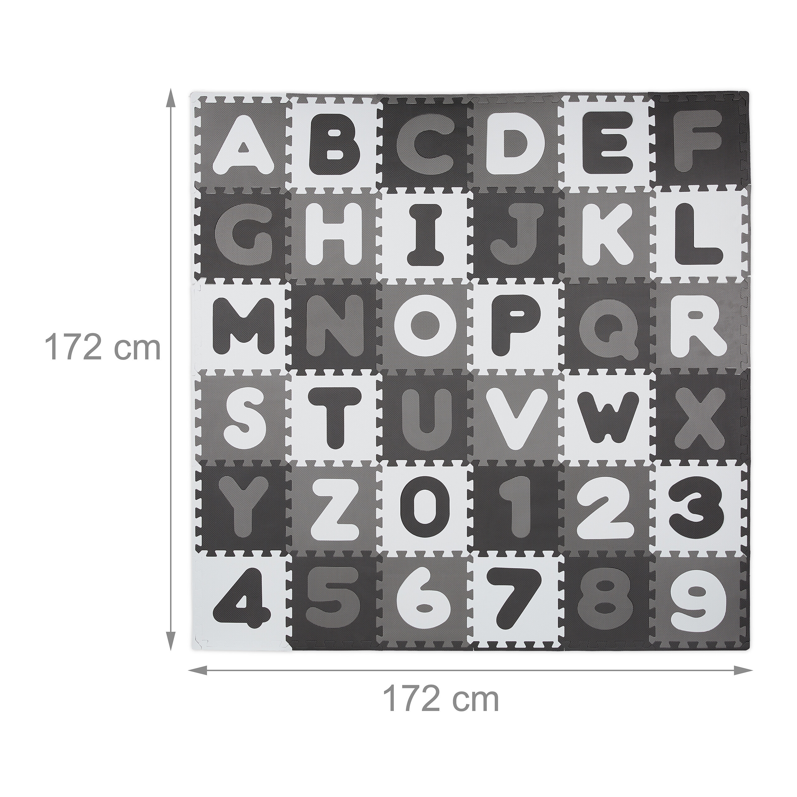 60 X ABC Puzzle Mat in White and Grey