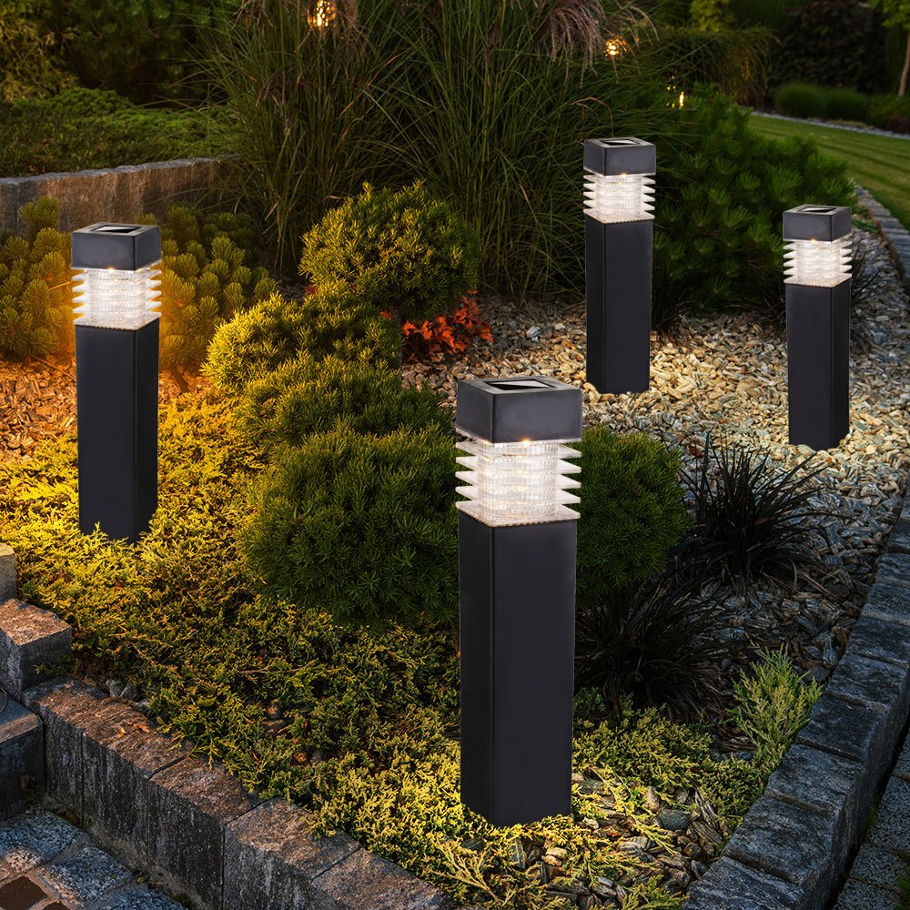 Image of Outdoor Garden Lights Solar Lamps Floor Lamps Plug-in Lights, Satin Gray, 4x Led Warm White, Bxh 5.8x38.5 Cm, Set Of 4