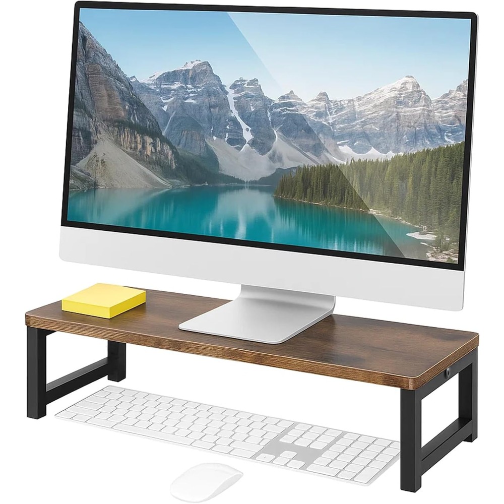 Image of Vintage Monitor Stand Riser Desktop Storage Organizer Shelf 55x23x14cm Wood Notebook Lift Stand For Office Home