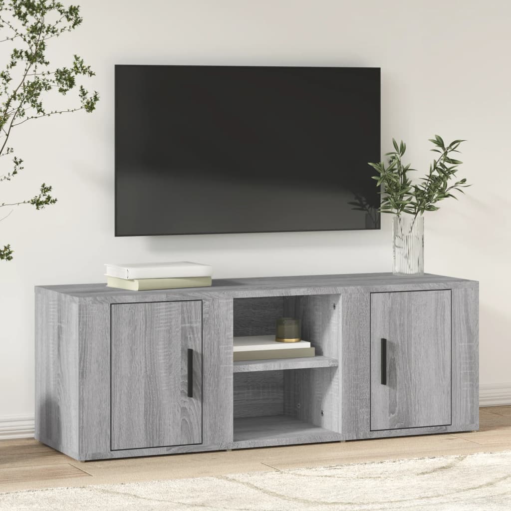 Image of Vidaxl Tv Cabinet Lowboard Tv Furniture Table Board Sideboard Tv Table Tv Cabinet Hifi Cabinet Grey 100x31.5x35cm Wood Material