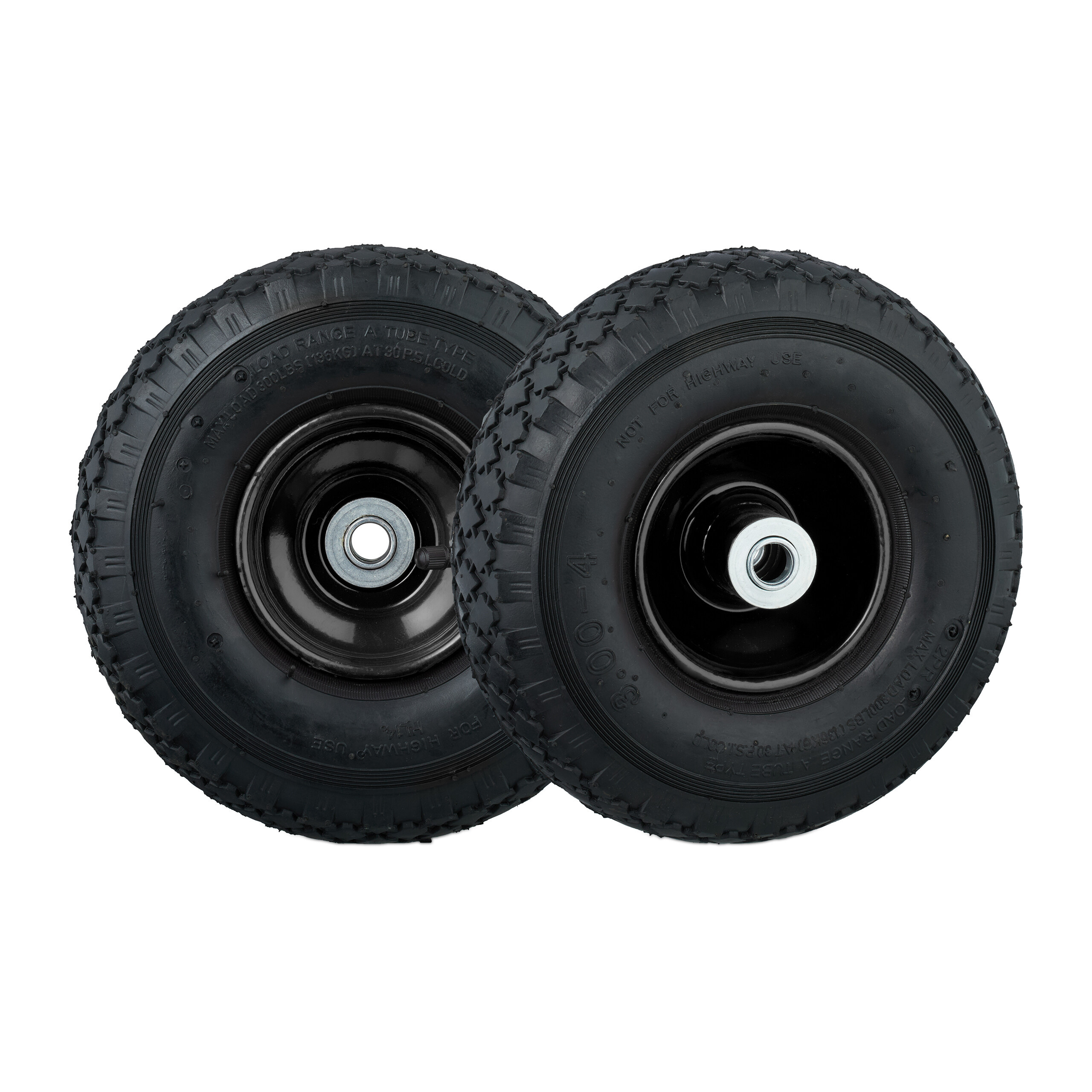 2 X Black Hand Truck Wheels - 3.00-4