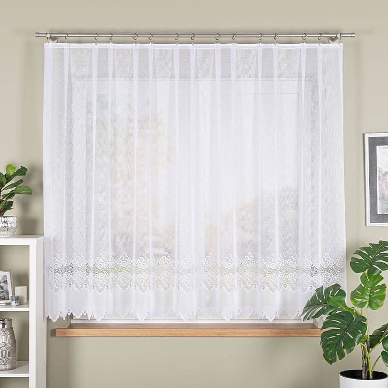 Image of - Jacquard Curtain With A Straight Hem - 300x160 Cm - White