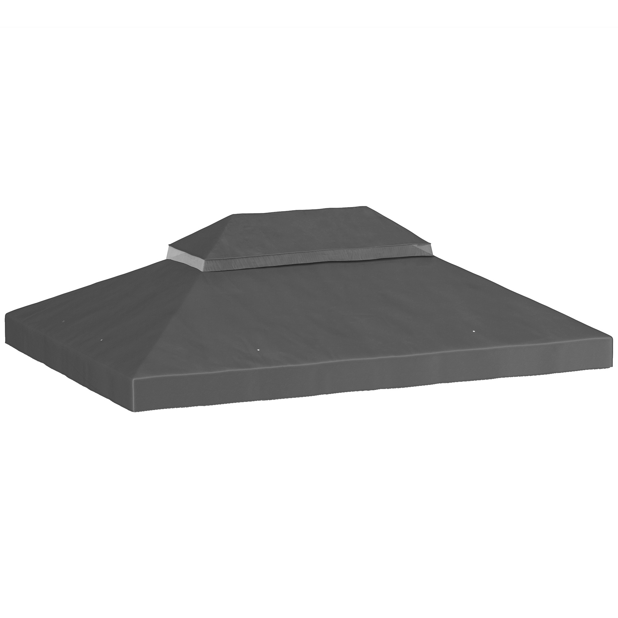 Outsunny Replacement Canopy Fabric For 4 X 3 M Gazebo, Double Roof With Drainage Holes, High-density 370 G/m² Polyester, Upf30+ Sun Protection, Fabric Only, Dark Gray