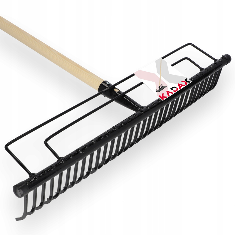 Kadax Metal Rake For Lawn Leaves 165cm Reinforced 32-tooth Handle