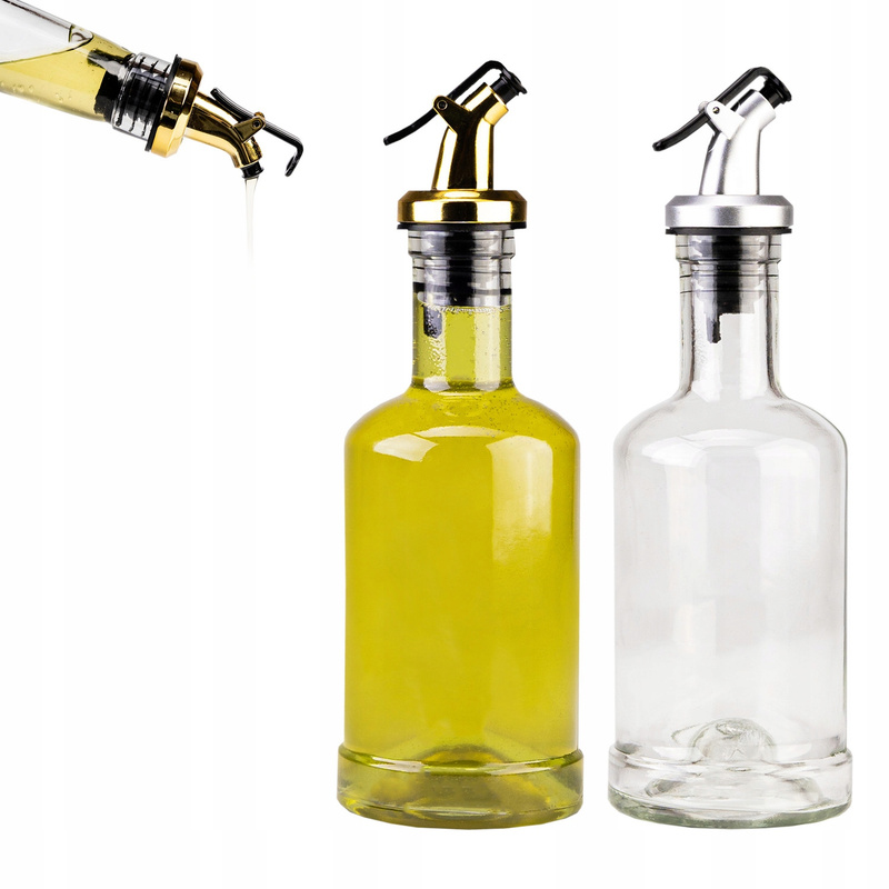Glass Bottle 250 Ml With A Pouring Spout Dispenser For Olive Oil, Oil, Vinegar, Elegant And Practical For Kitchens, Restaurants, Serving Spices, And Liquid Seasonings