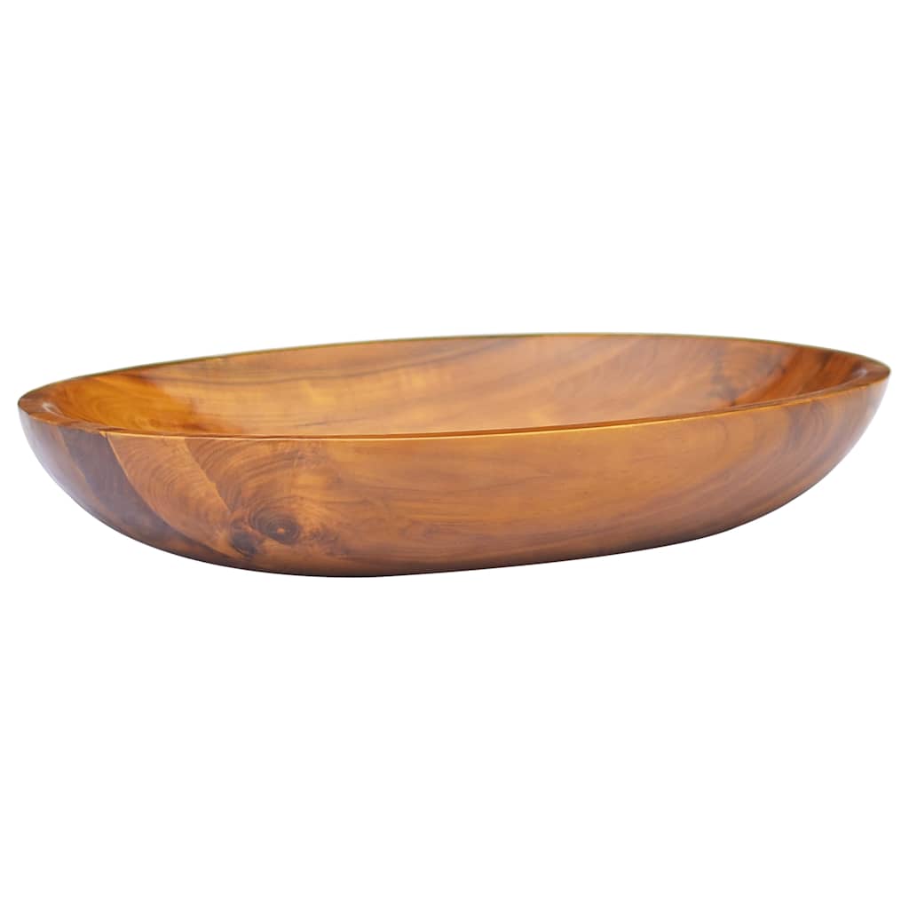 Image of Teak Solid Wood Wash Basin Wash Bowl Countertop Washbasin Vanity Washstand Hand Wash Basin Wooden Wash Basin Bathroom 60x40x10cm
