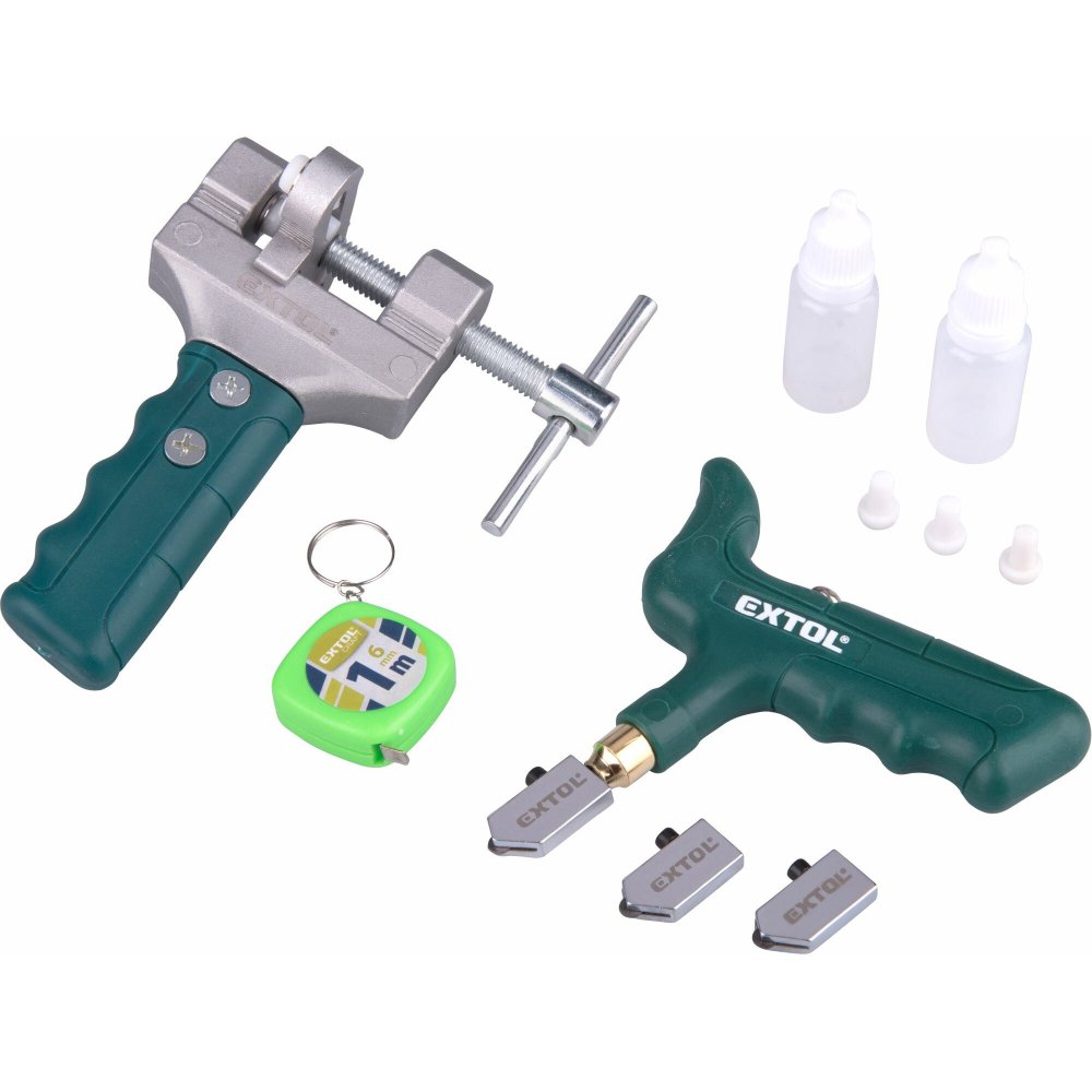 Set For Cutting And Breaking Ceramic Tiles, Glass, Gres, Complete Tool For A , 3 Carbide , Handle, Tape Measure 1m, Oil Container, Precise Cutting Up To 12mm Thickness, Durable