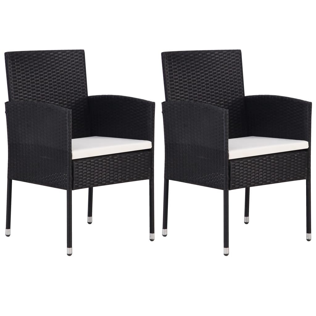 Vidaxl Garden Chairs 2 Pcs, Garden Chair With Cushion , Garden Armchair For Garden Balcony Terrace, Armchair Chair Set Garden Furniture, Black Poly Rattan
