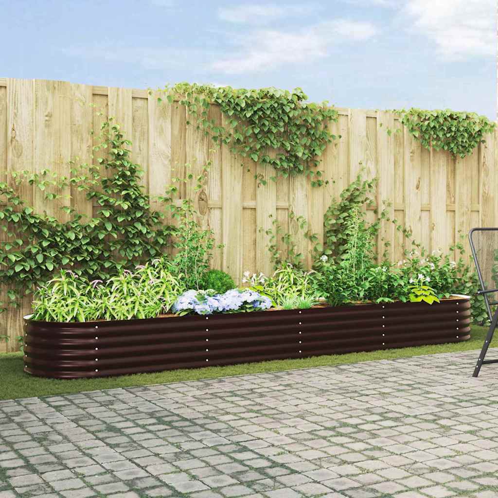 Vidaxl Galvanized Steel Garden Raised Bed Brown Oval 400 X 80 X 44 Cm Durable Metal Planters For Outdoor Use For Perfect Vegetable And Flower Planting