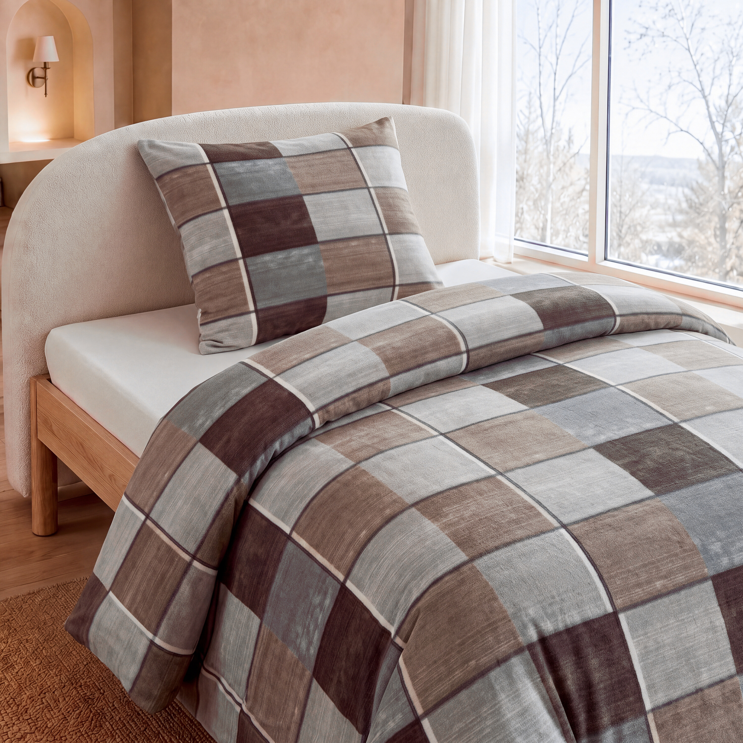 Image of 2-part 1x Bedding 1x 135x200 + 1x Pillowcase 80x80, Extra Fluffy Soft Warm Bed Cover, Fluffy Winter Bedspread, Cozy Bedding