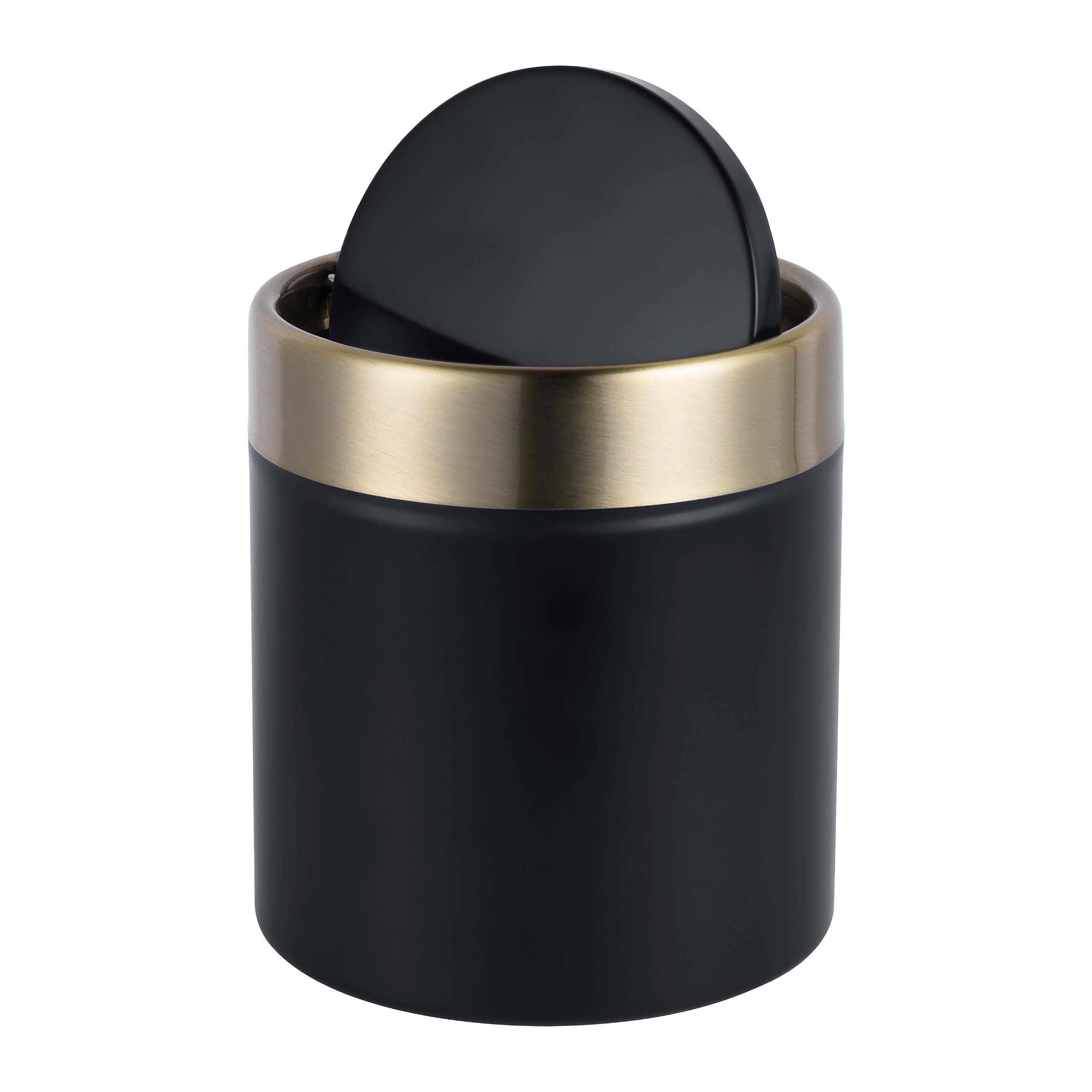 Table Trash Can In Black/gold - 1.5l
