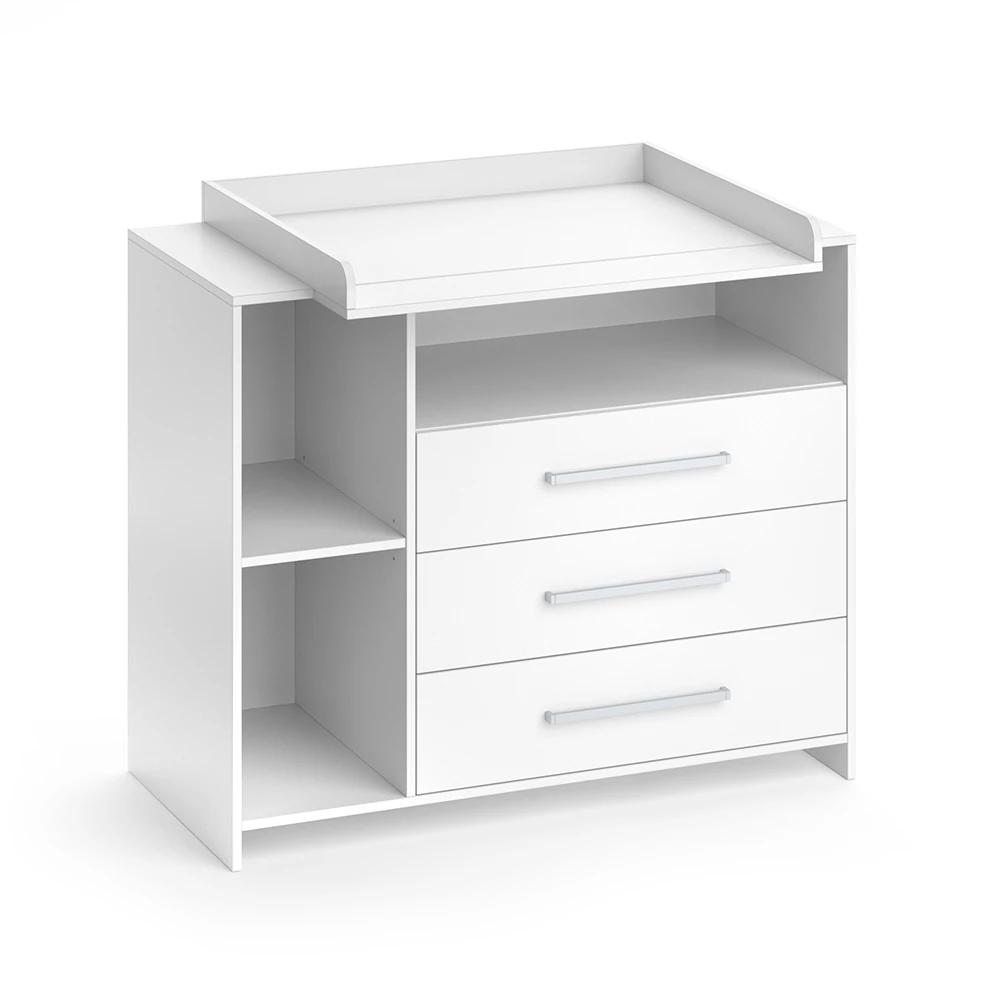 Oskar White Changing Dresser 113 X 100 Cm With Drawers, Baby Changing Table, Changing Top For Dresser, Changing Table, Living Room Cabinet, Particle Board, 16 Mm, Nursery Room