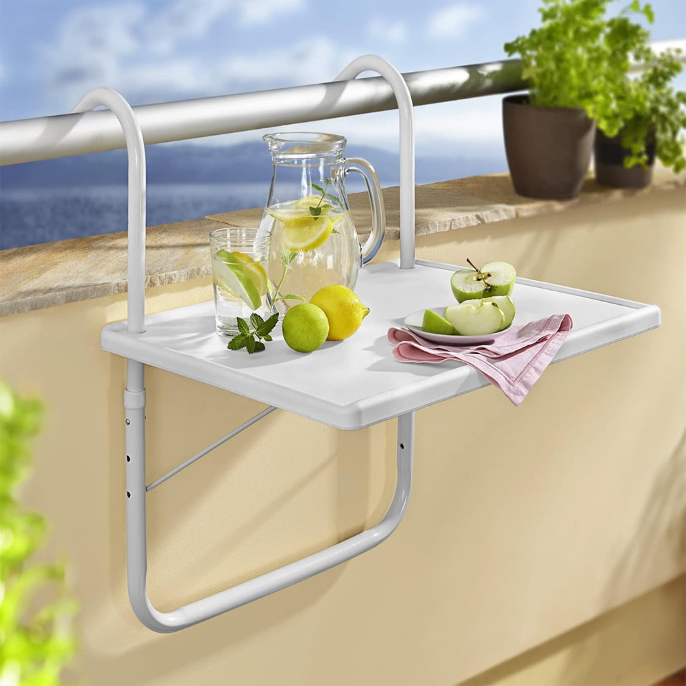 TEMU Bakaji Adjustable Balcony Table Adjustable White Handrail Table 52 X 40 Cm