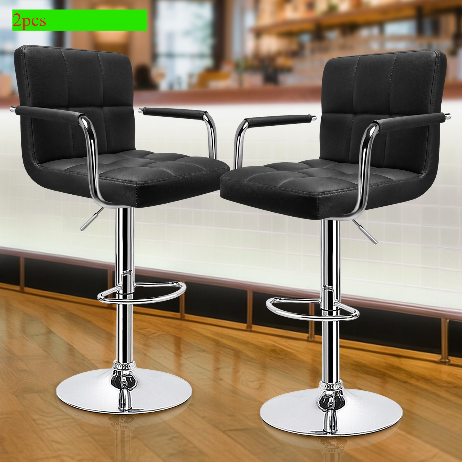 Lingsen Bar Stool, 2pcs Set With Adjustable Height And Backrest, Black, White, Dark Grey
