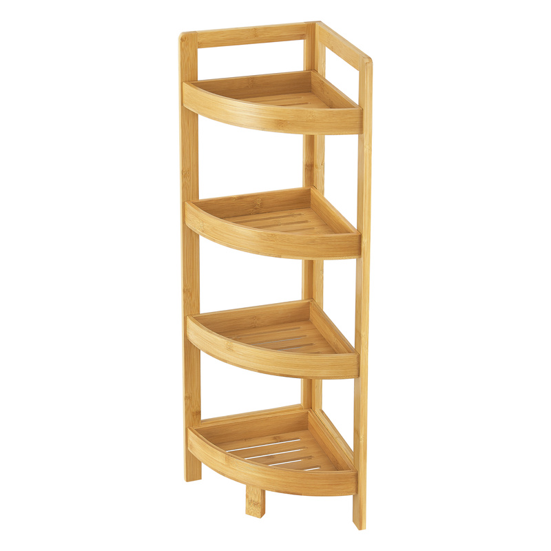 Bamboo Standing Shelf Lestijärvi Corner Shelf Bathroom Shelf 4 Shelves 80 Cm Standing Natural