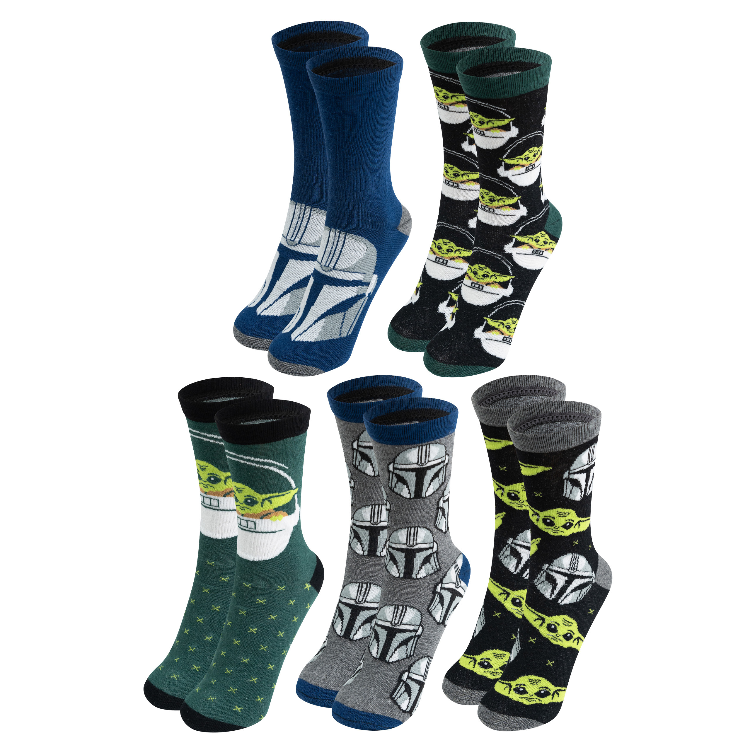 Image of Star Wars - The Mandalorian Socks For Men - Baby Yoda Grogu Stormtrooper Etc. Men's 40-45 (5-pack)
