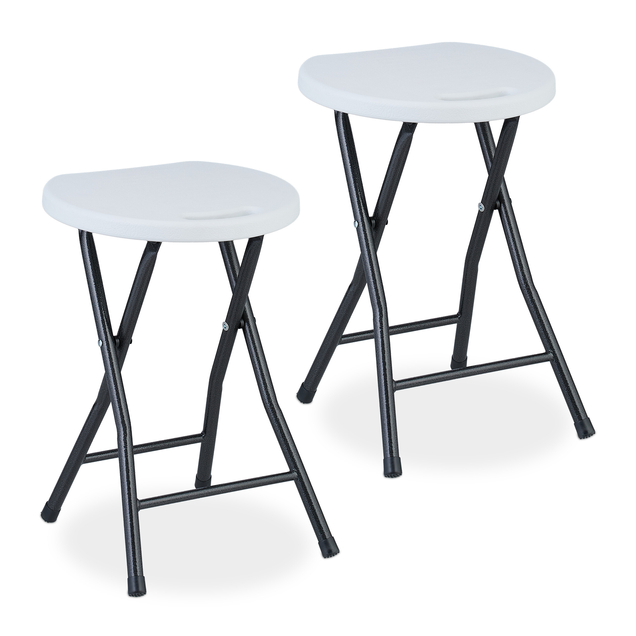 Image of 2 X Folding Stools In White/black