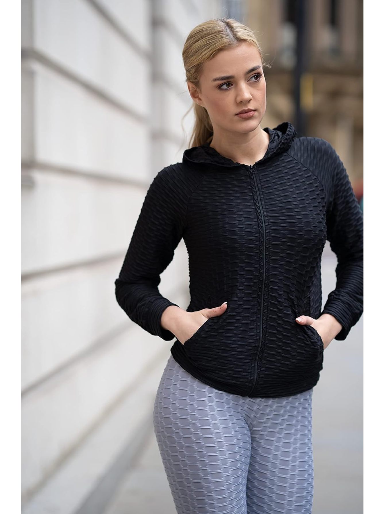 M17 Women's Solid Honeycomb Full-Zip Sports Jacket, Stretchy Activewear