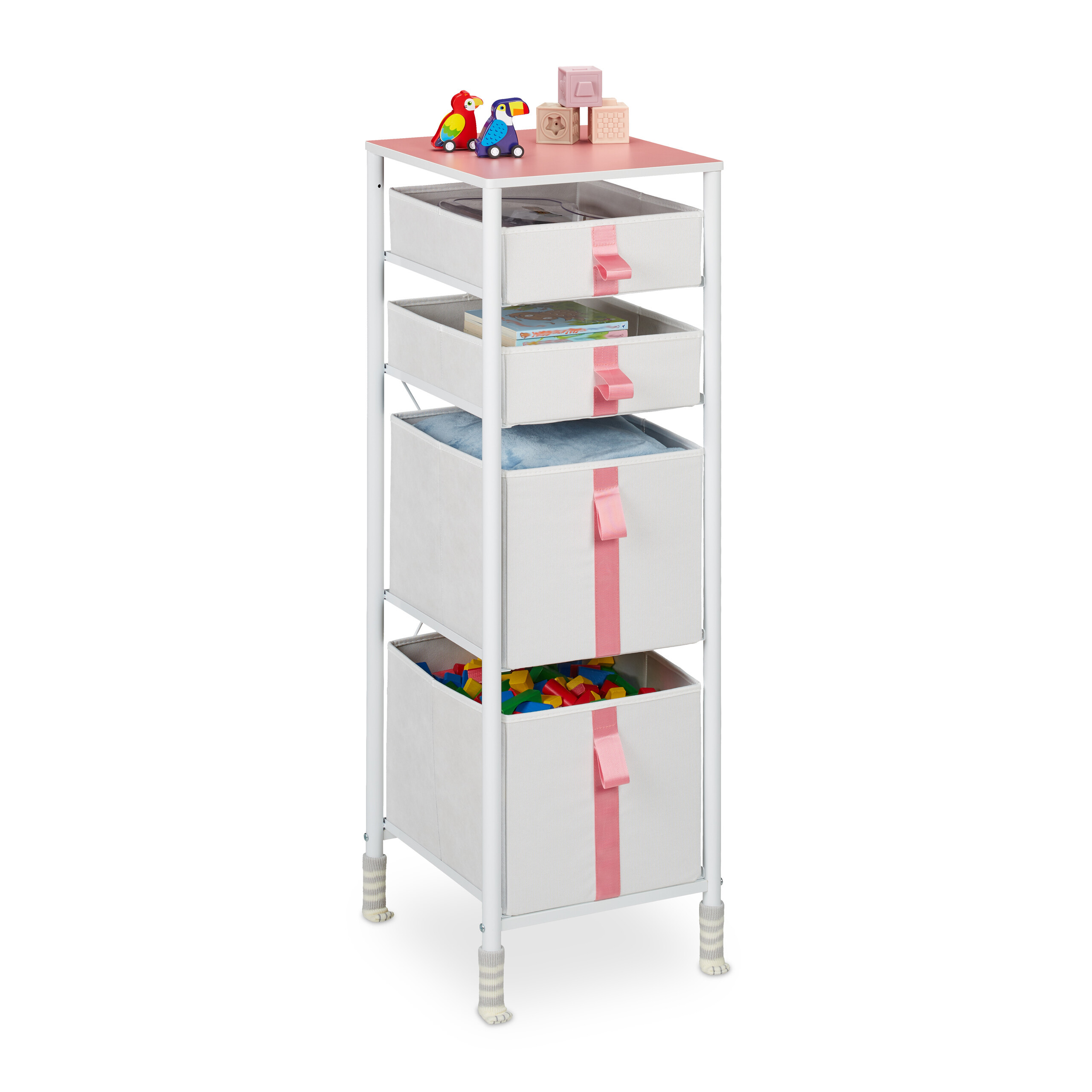 Children's Dresser In White/pink - (w)36 X (h)109.5 X (d)40.5 Cm