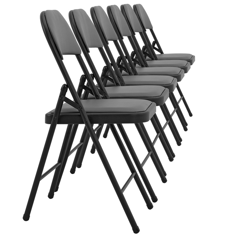 Conference Chair 6pcs Set Folding Padded Metal Artificial Leather