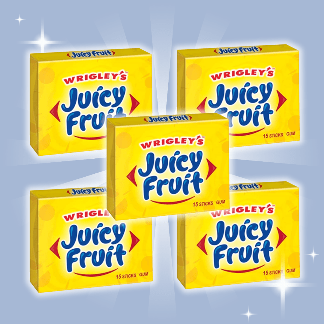 Image of 5x Wrigley's Juicy Fruit Original Chewing Gum – 5x37, 5 G – Classic Fruity Chewing Gum Flavor