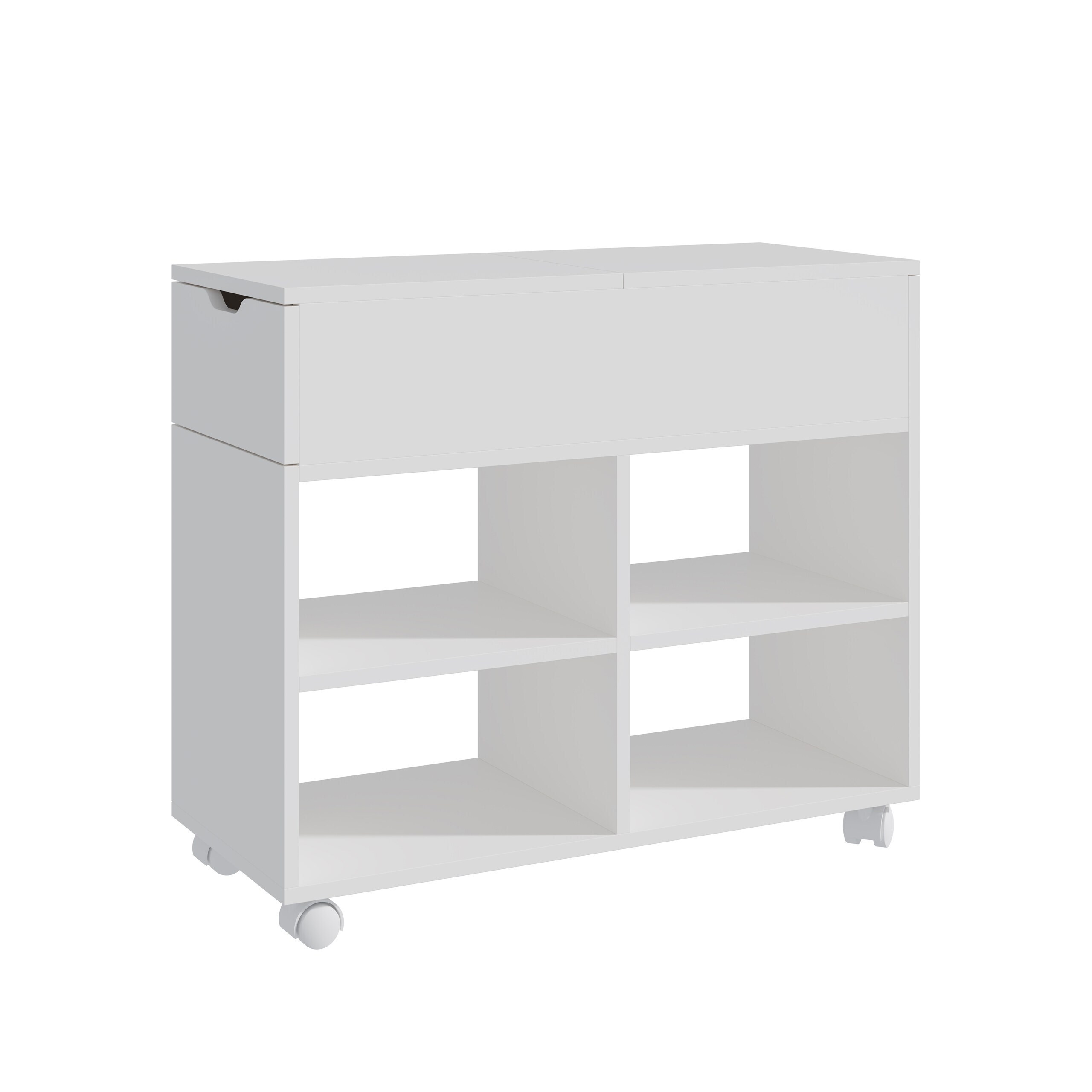 Rolling Container In White - (w)70 X (h)61 X (d)30 Cm