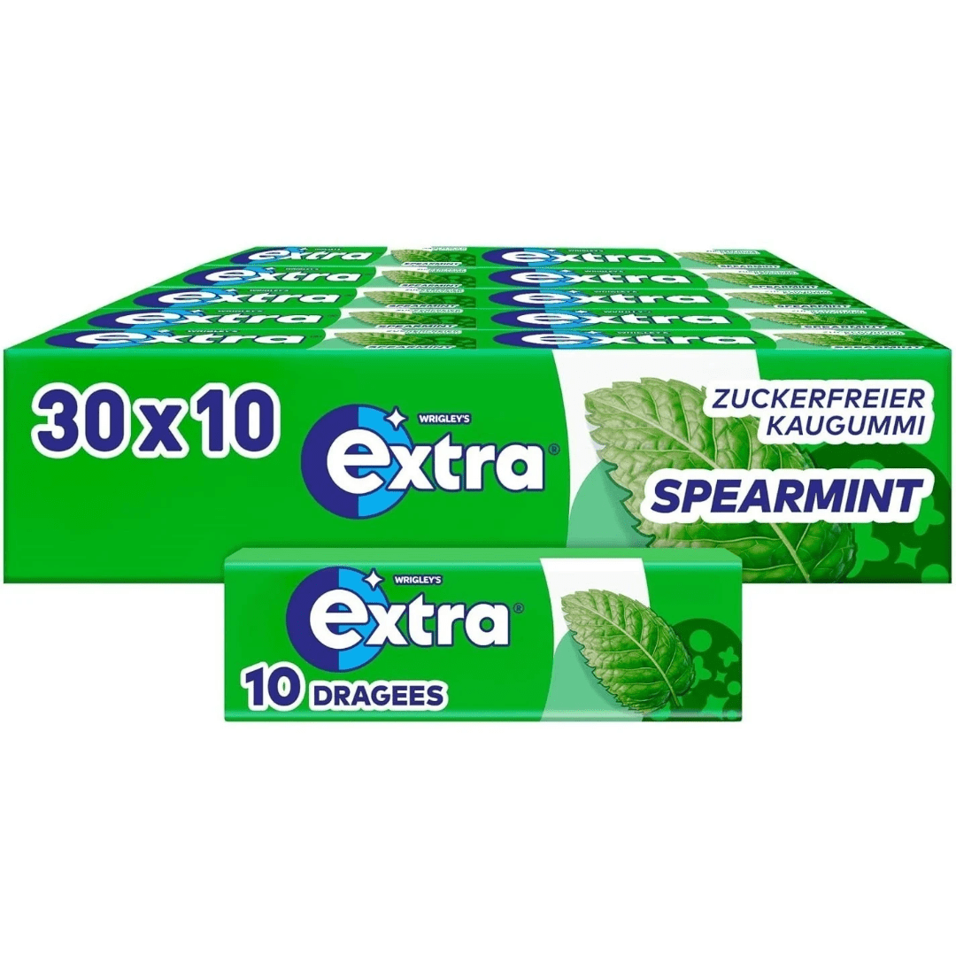 Image of Wrigley's Extra Spearmint Sugar-free Gum (30 X 14g) - Green Mint, Oral Care Snack Bulk Pack Large Pack
