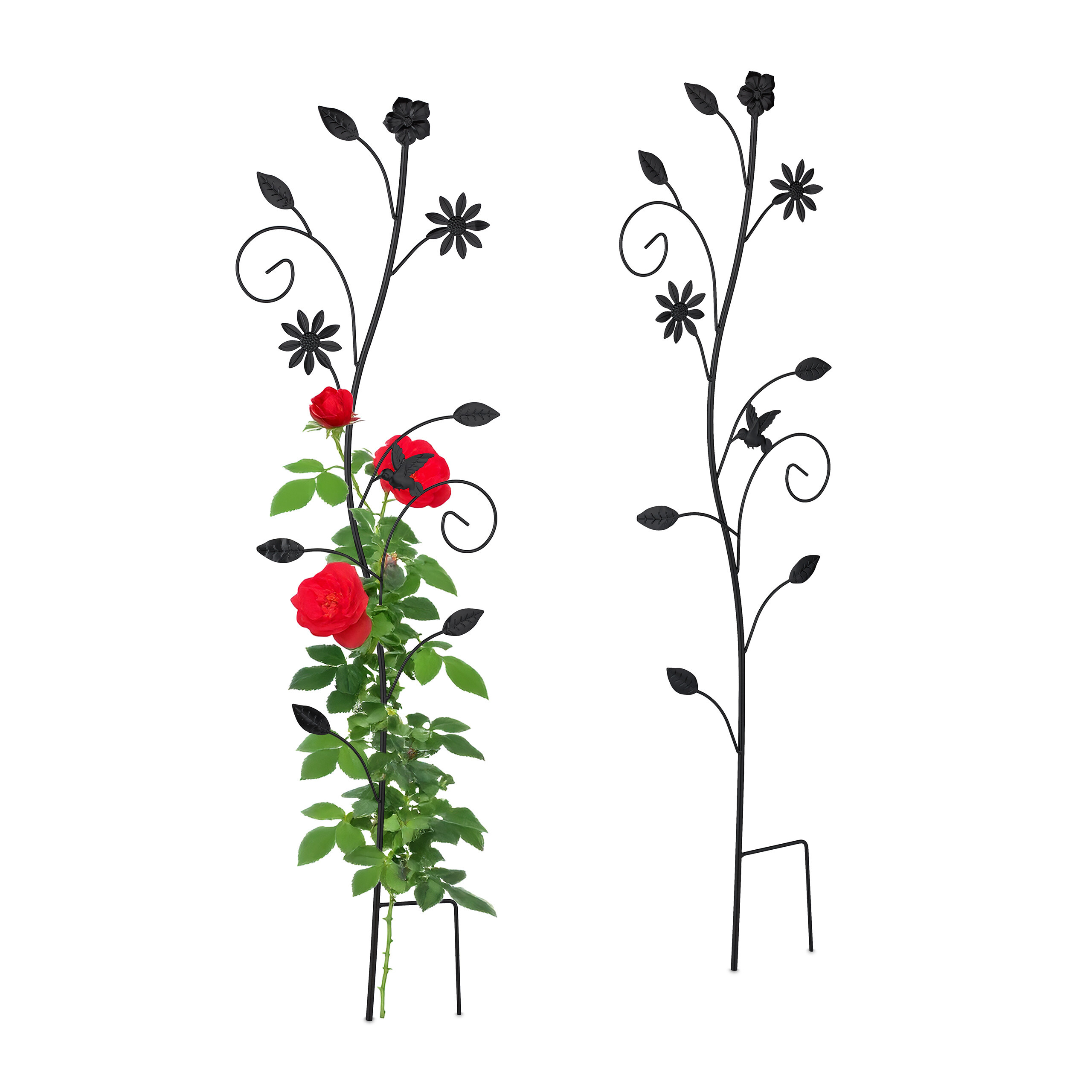 2x Black Plant Support - (w)34 X (h)110 X (d)1 Cm