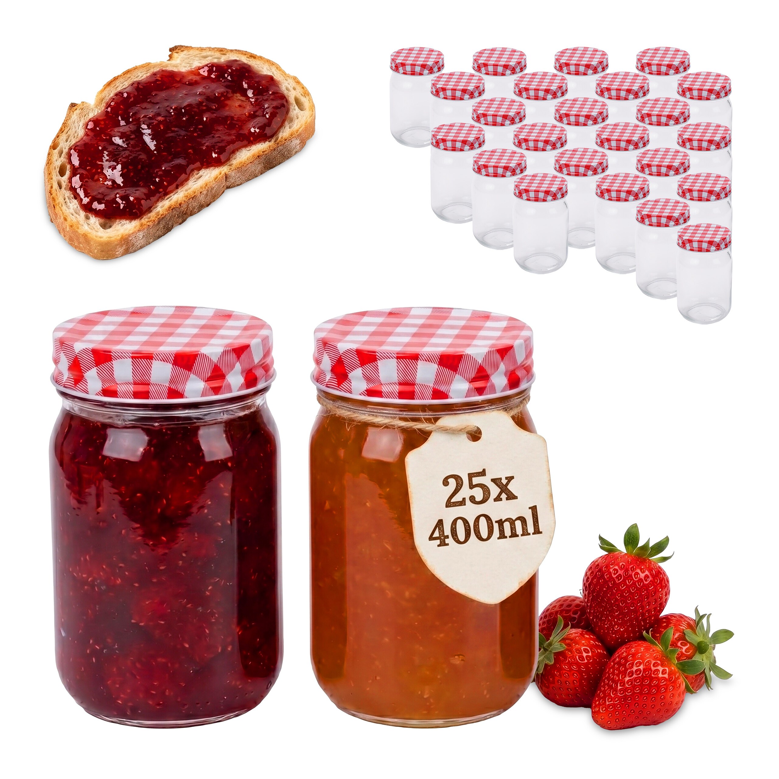 25 X Transparent Canning Jars - 400 Ml