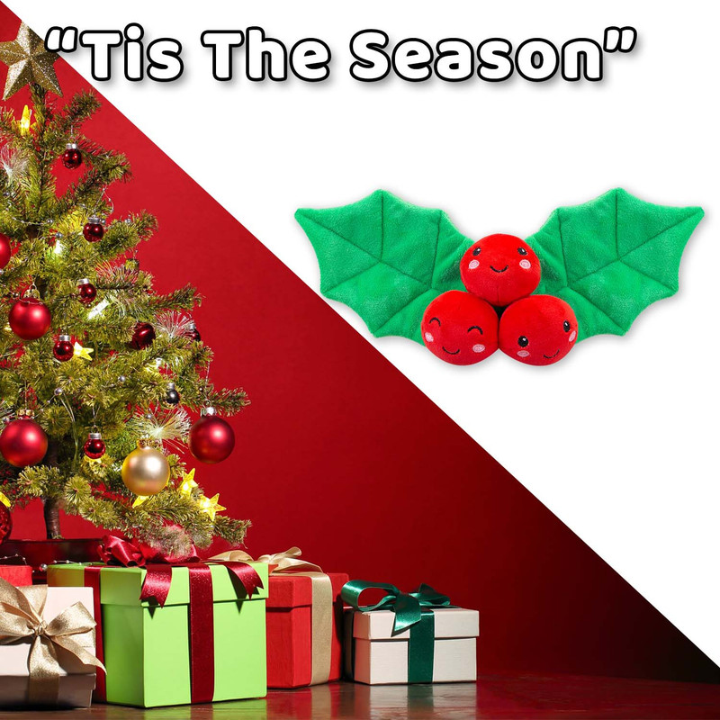 Christmas Holly Soft Toy Plush Gift Idea, 16cm x 12cm
