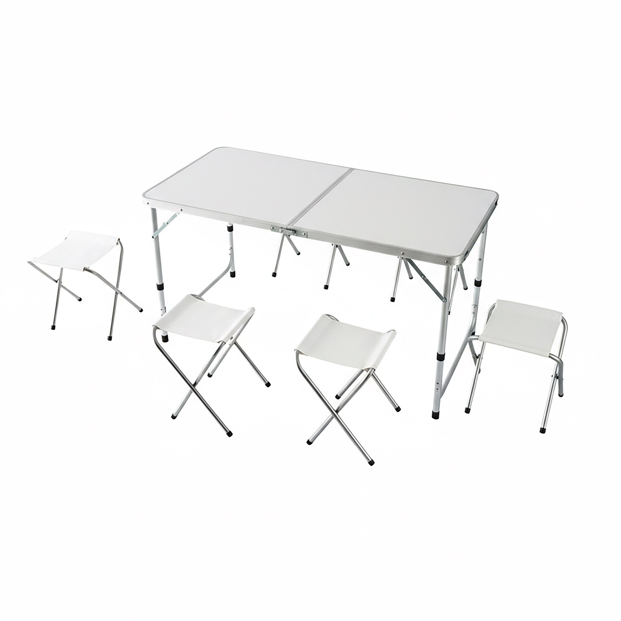 Camping Table With 4 Stools In White