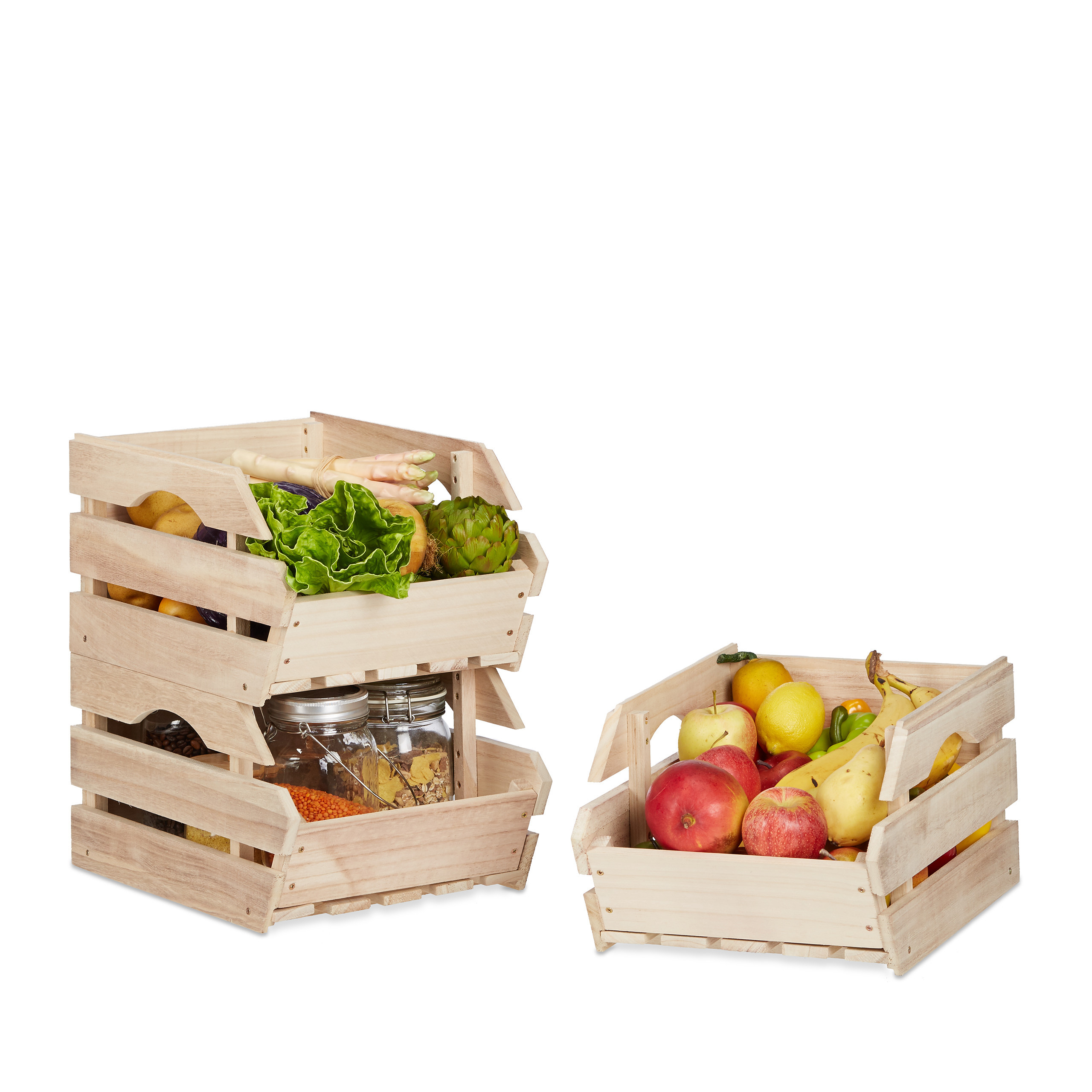 Stackable Crates In Natural - (w)27.5 X (h)20 X (d)38 Cm