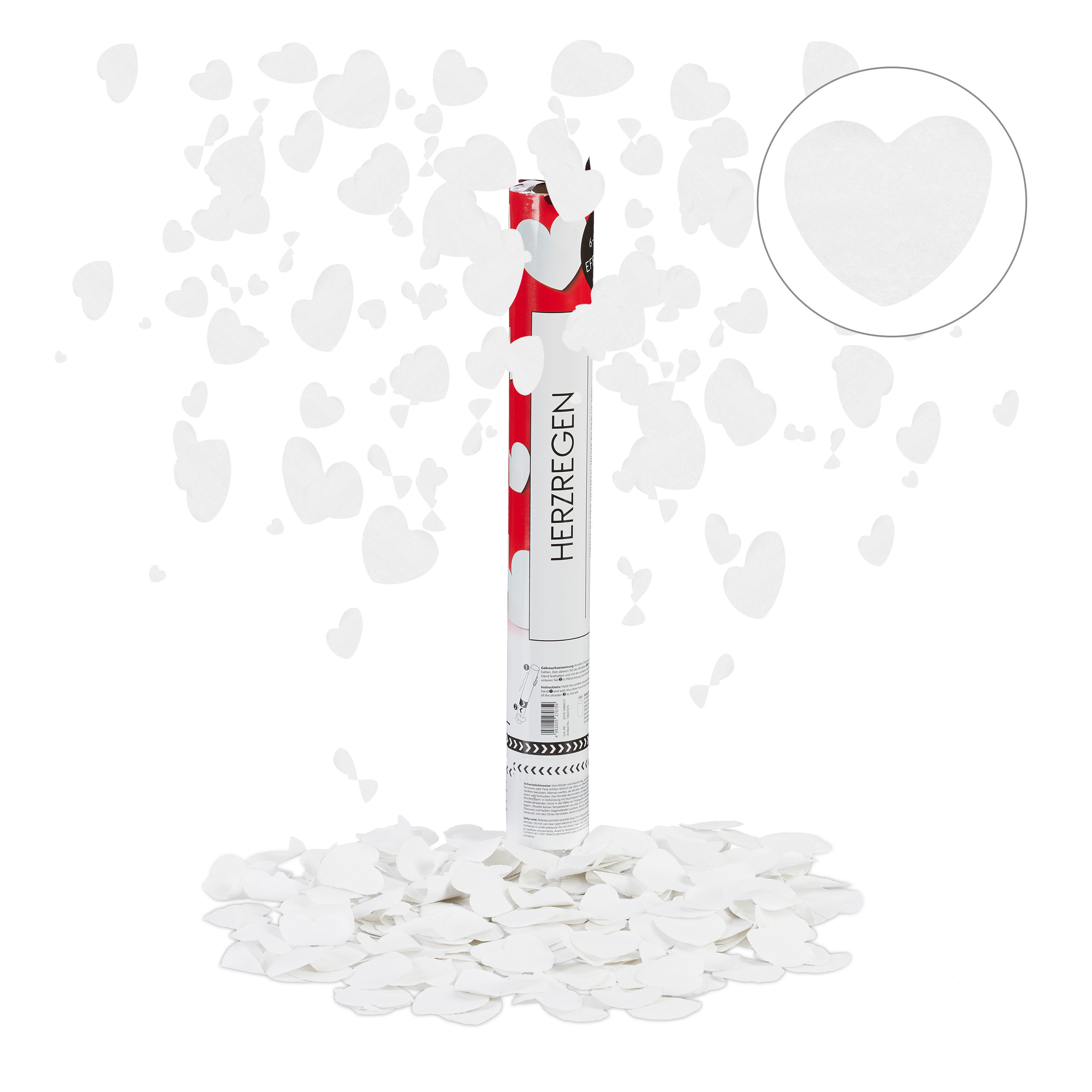TEMU Cannone spara a cuore, set da 5, 40 x 5 cm, di carta difficilmente infiammabili, , altezza dell�� di 6-8 m, meccanismo a rotazione con rete di ,