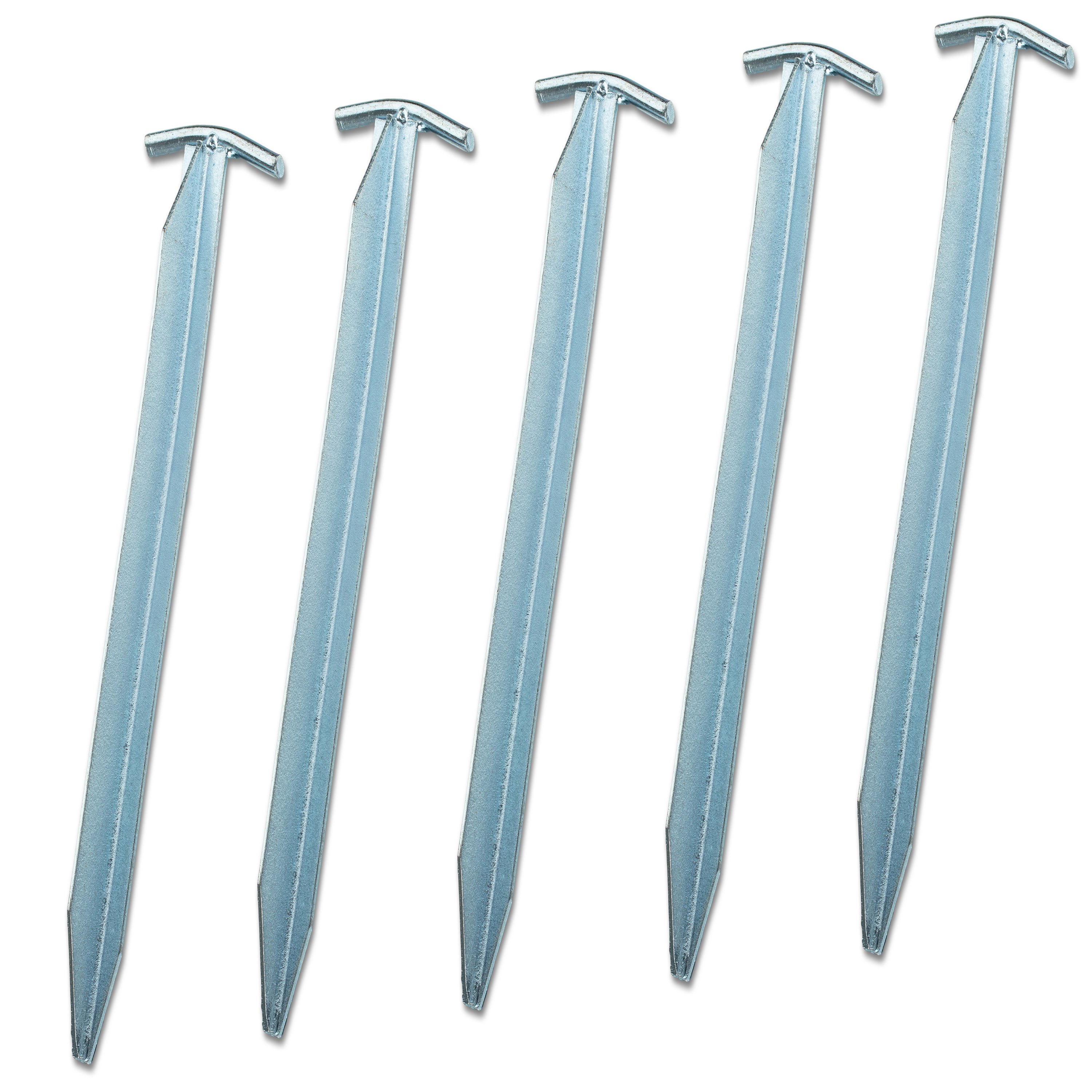 Image of 5-piece Steel Pegs, 30 Cm - T-profile - Rock Nails, Tent Pegs For Hard Ground, Camping Accessories, Outdoor Set