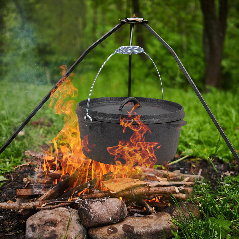 TEMU 4.5l Pre- Cast Iron Dutch Oven, Cookware Pot With Lip Lid And Steel Handle, Can A Of Cooking Such As Roasting/frying/braising/boiling, Home