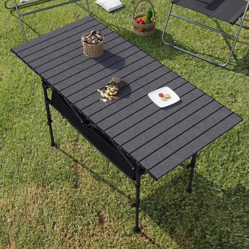 Adjustable Height Folding Portable Coffee Table for Outdoor Use